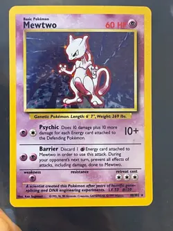 Mewtwo 10/102 Pokemon TCG 1999 Base Set Holo Unlimited Rare LP - Image 1