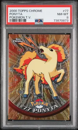 2000 TOPPS CHROME POKEMON T.V. #77 PONYTA PSA 8 - Image 1