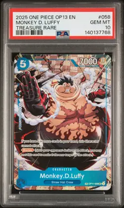 2025 One Piece OP13 Monkey D. Luffy Treasure Rare OP11-058 PSA 10 GEM MINT TR Fo - Image 1