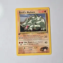 Pokemon TCG Brock’s Rhyhorn 22/132 Rare 1st Edition Gym Heroes WotC 1999 English - Image 1