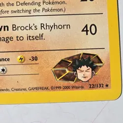 Pokemon TCG Brock’s Rhyhorn 22/132 Rare 1st Edition Gym Heroes WotC 1999 English - Image 4