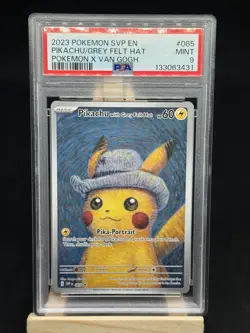 Pokemon Card PSA 9 Pikachu with Grey Felt Hat SVP 085 Van Gogh Promo Museum 2023 - Image 1