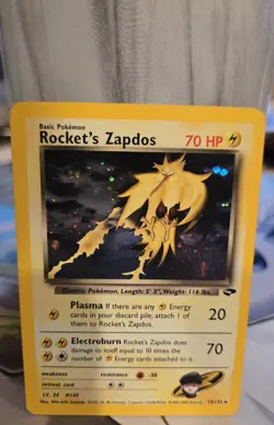 Pokemon TCG Rocket's Zapdos 15/132 Gym Challenge WOTC Holo Rare - Image 1