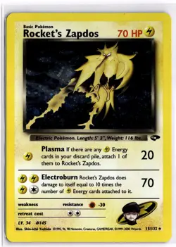 Pokemon TCG Rocket's Zapdos 15/132 Gym Challenge WOTC Holo Rare - Image 1