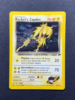 Rocket’s Zapdos Holo - Gym Challenge 15/132 - MP WotC Vintage Pokemon TCG - Image 1