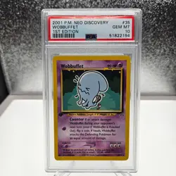 2001 Pokemon Neo Discovery 1st Edition Wobbuffet #35 PSA 10 Gem Mint WOTC - Image 1