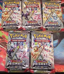 Pokemon Scarlet & Violet Prismatic Evolutions 5 Booster Packs Sealed - Image 1