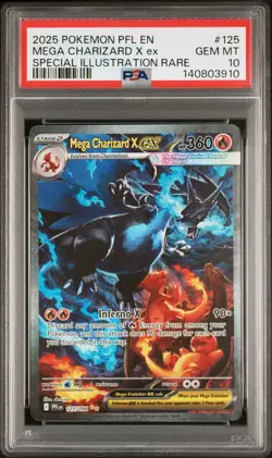 2025 POKEMON PFL EN-PHANTASMAL FLAMES #125 MEGA CHARIZARD X EX PSA 10 - Image 1