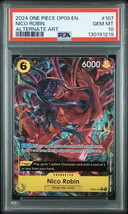 2024 ONE PIECE OP09-EMPERORS IN THE NEW WORLD 107 NICO ROBIN ALT ART ENG PSA 10 - Image 1