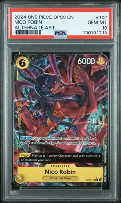 2024 ONE PIECE OP09-EMPERORS IN THE NEW WORLD 107 NICO ROBIN ALT ART ENG PSA 10 - Image 1