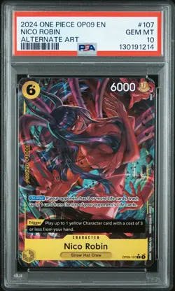 2024 ONE PIECE OP09-EMPERORS IN THE NEW WORLD 107 NICO ROBIN ALT ART ENG PSA 10 - Image 1