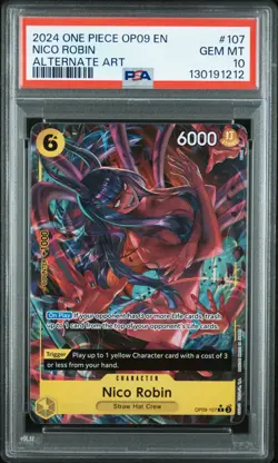 2024 ONE PIECE OP09-EMPERORS IN THE NEW WORLD 107 NICO ROBIN ALT ART ENG PSA 10 - Image 1