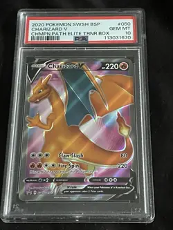 Pokemon Charizard v SWSH050 Sword & Shield Promo Holo Card PSA 10 Gem Mint - Image 1