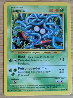 Tangela Vintage Pokemon TCG Base Set Card 66/102 Common Near Mint Unlimited - Image 1