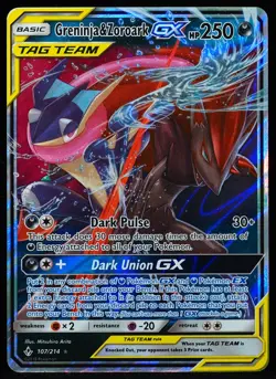 Greninja & Zoroark GX #107 Dented Pokemon Card - Image 1