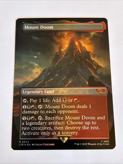 MTG Mount Doom *BORDERLESS FOIL* The Lord of the Rings 343 -LP- CEDH - Modern - Image 1