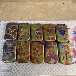 *EMPTY* Pokemon 151 Mini Tin Set 10 tins - Including ART and COINS. NO PACKS! - Image 1