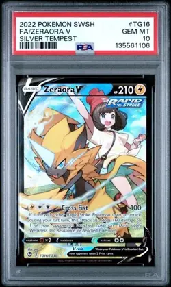 ZERAORA V #TG16 PSA 10 • 2022 POKEMON SWORD & SHIELD SILVER TEMPEST FULL ART - Image 1