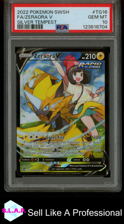 FA/ZERAORA V SILVER TEMPEST POKEMON SWSH SILVER TEMPEST 2022 TG16 PSA 10 - Image 1