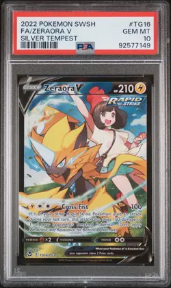 Zeraora V TG16 Swsh12: Sword & Shield Silver Tempest Trainer Gallery Holo PSA 10 - Image 1