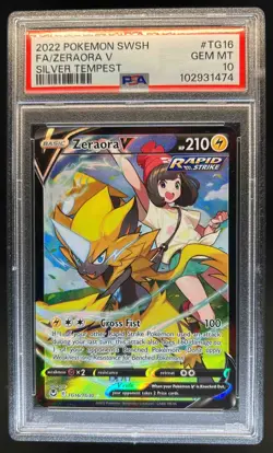 2022 Pokemon SWSH Silver Tempest Zeraora V Trainer Gallery Holo TG16/TG30 PSA 10 - Image 1