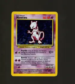 Pokemon Mewtwo TCG Base Set Holo Unlimited Rare Card 10/102 LP 1999 WOTC - Image 1