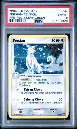 2004 POKEMON EX FIRE RED & LEAF GREEN #44 PERSIAN-REVERSE FOIL PSA 8 - Image 1