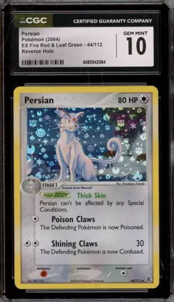 Pokemon Persian EX Fire Red & Leaf Green Reverse Holo #44 CGC 10 Gem Mint - Image 1