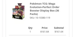 Pokemon TCG: Mega Evolution-Perfect Order Booster Display Box (36 Packs) PRESALE - Image 3