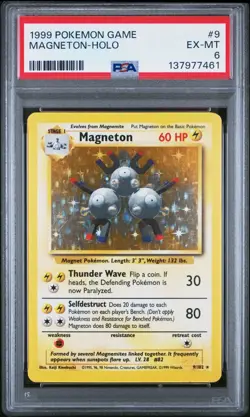 1999 Pokemon Base Set Unlimited #9 Magneton-Holo PSA 6 - Image 1