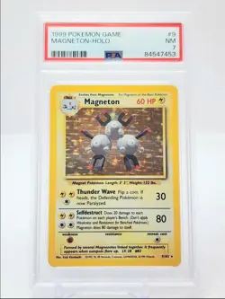 MAGNETON 1999 POKEMON BASE SET RARE HOLO 9/102 PSA 7 Q5686 - Image 1