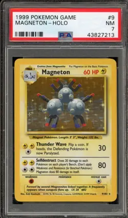 Pokemon Magneton Base Set Unlimited Holo Rare #9 PSA 7 - Image 1