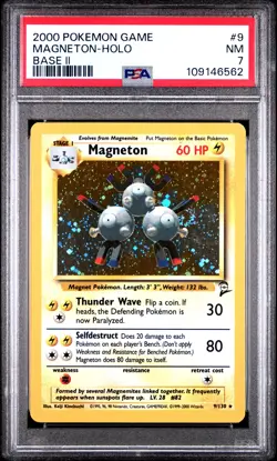 2000 POKEMON BASE SET 2 #9 MAGNETON-HOLO PSA 7 - Image 1