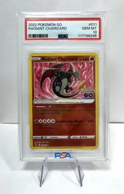 PSA 10 Radiant Charizard 011/078 Pokemon GO 2022 Gem Mint Slab - Image 1