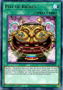 YuGiOh Pot of Riches 1st Edition ANGU-EN055 Ancient Guardians Rare - Mint - Image 1