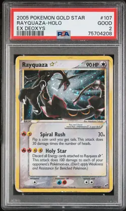 2005 POKEMON EX DEOXYS GOLD STAR #107 RAYQUAZA-HOLO PSA 2 - Image 1