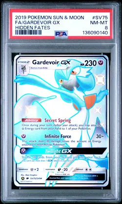 2019 POKEMON SUN & MOON HIDDEN FATES #SV75 FULL ART/GARDEVOIR GX PSA 8 - Image 1