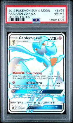 2019 POKEMON SUN & MOON HIDDEN FATES #SV75 FULL ART/GARDEVOIR GX PSA 8 - Image 1
