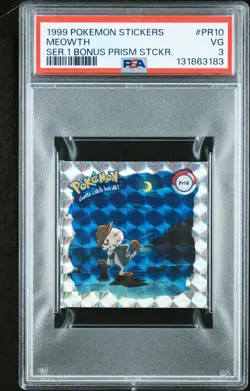 1999 POKEMON STICKERS SERIES 1 BONUS PRISM STICKERS #PR10 MEOWTH PSA 3 - Image 1