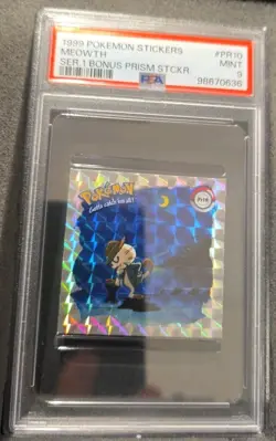 POKEMON CARD MEOWTH PRISM 10 ARTBOX STICKER SERIES 1 #10 GRADED PSA 9 MINT - Image 2