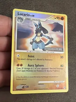 2007 Pokemon Tcg Lucario Lv. 30 Diamond And Pearl Reverse Holo Stamped LP Single - Image 2
