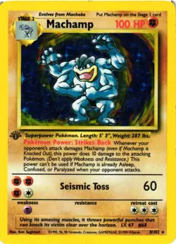 Pokemon TCG Machamp Base Set 8/102 Holo Unlimited Holo Rare MP/HP - Image 1