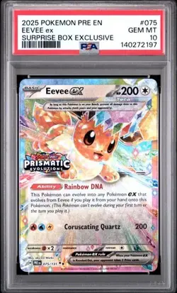 Pokemon Prismatic Evolutions Eevee ex 075/131 Surprise Box Stamped PSA 10 - Image 1