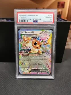Pokemon TCG Prismatic Evolutions Eevee EX 075/131 Stamped Promo PSA 10 GEM MT - Image 1