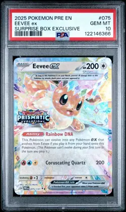 Eevee ex #75/131 Stamped PSA 10 - 2025 Pokemon Prismatic Evolutions Surprise Box - Image 1
