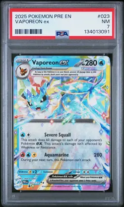2025 POKEMON PRE EN-PRISMATIC EVOLUTIONS #023 VAPOREON EX PSA 7 - Image 1