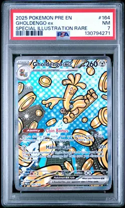 2025 POKEMON PRISMATIC EVOLUTIONS SPECIAL ILLUSTRATION RARE GHOLDENGO EX PSA 7 - Image 1