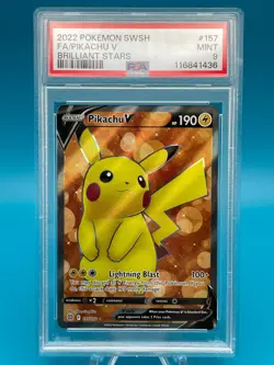PSA 9 Pikachu V Full Art Ultra Rare 157/172 - 2022 Pokemon Brilliant Stars - Image 1