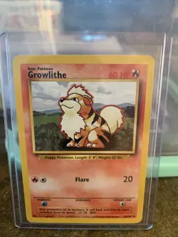 1999 Pokemon Base Set Growlithe 28/102 Very Rare, Great Condition. Never Played. - Image 1