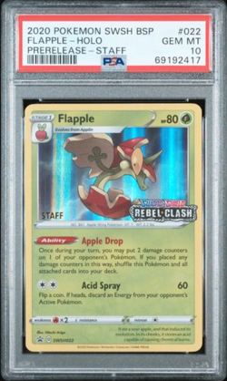 PSA 10 STAFF 2020 Pokemon Swsh Black Star Promo 022 Flapple Holo Prerelease - Image 1